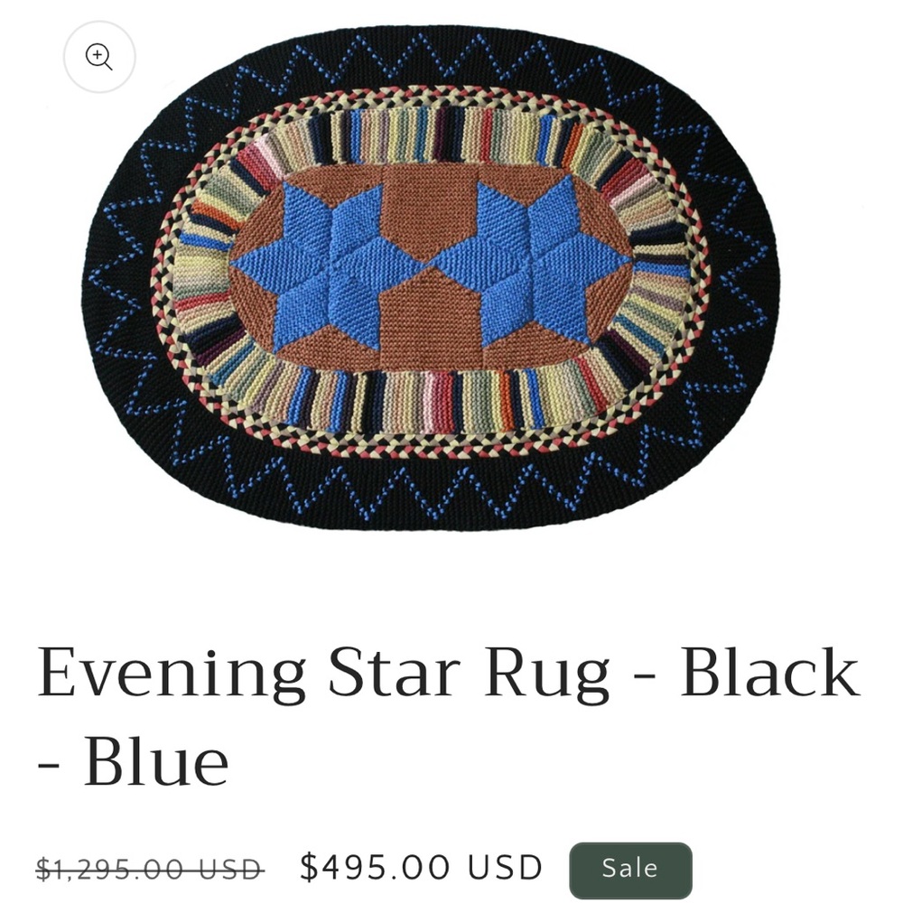 Free People Star Pattern Rug - Black and Blue